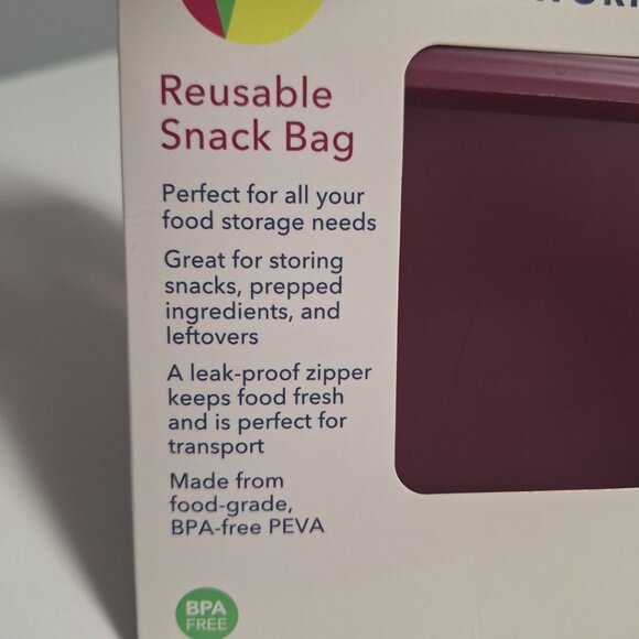 Colourworks Reusable Snack Bag Purple Set of 2 BPA Free Freezer Lunch School - Picture 4 of 7